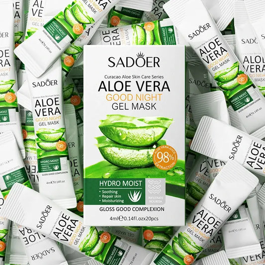 SADOER Aloe Vera Good Night Gel Mask | Masque de Nuit Hydratant & Réparateur 20 pcs