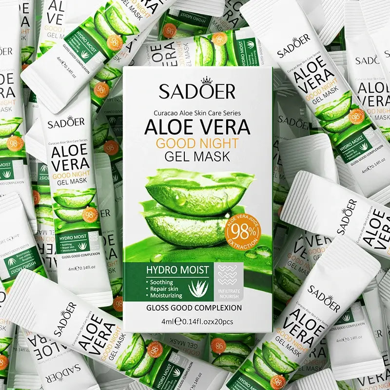 SADOER Aloe Vera Good Night Gel Mask | Masque de Nuit Hydratant & Réparateur 20 pcs