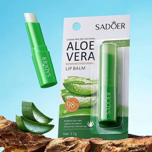SADOER Baume à Lèvres Aloe Vera 98% Hydratation & Éclat Naturel 2,7 g