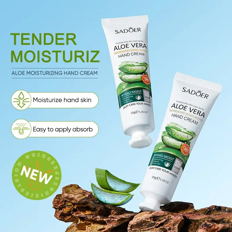 SADOER Crème Mains Aloe Vera 98% – Hydratation & Réparation des Mains Sèches 30g