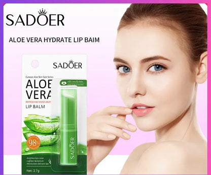 SADOER Baume à Lèvres Aloe Vera 98% Hydratation & Éclat Naturel 2,7 g
