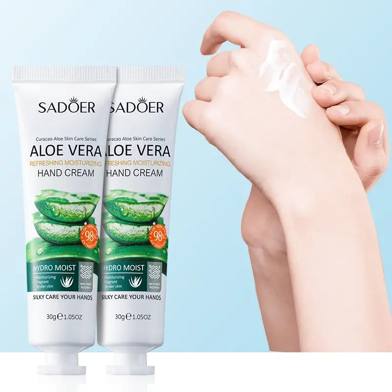 SADOER Crème Mains Aloe Vera 98% – Hydratation & Réparation des Mains Sèches 30g