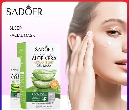 SADOER Aloe Vera Good Night Gel Mask | Masque de Nuit Hydratant & Réparateur 20 pcs