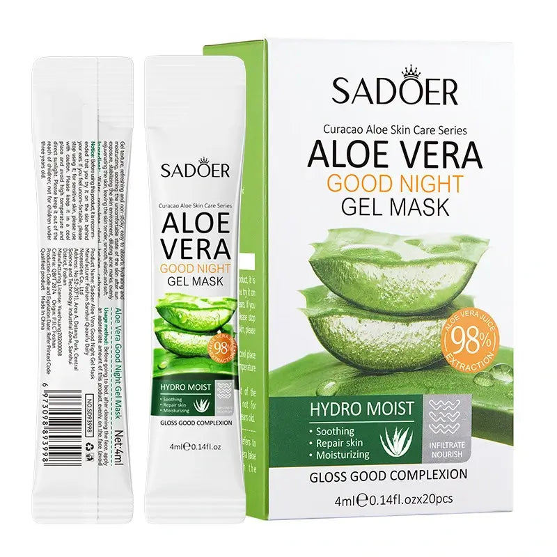 SADOER Aloe Vera Good Night Gel Mask | Masque de Nuit Hydratant & Réparateur 20 pcs